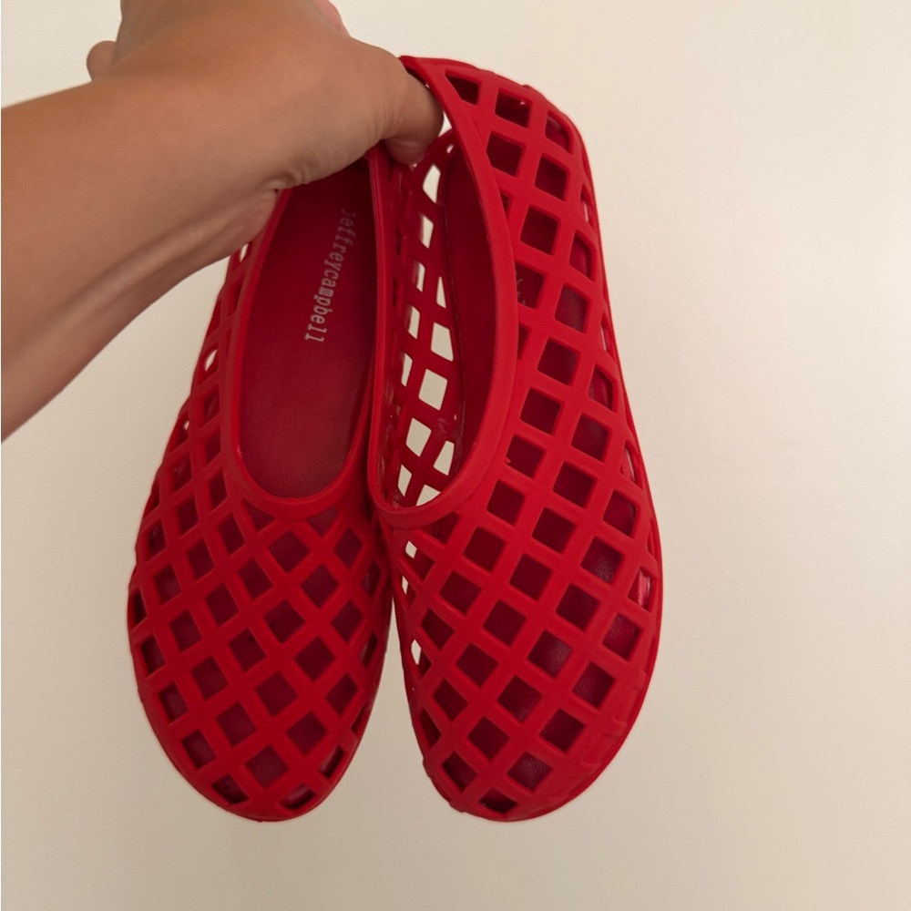 Jeffrey Campbell Jellz Jelly Slip-On Flats 7 Red